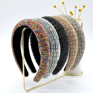 Diamant Haarbanden Koreaanse Volledige Boor Spons Met Boor Haaraccessoires Barokke Hoofd Hoepel Brede Rand Designer Diamond Haarbanden