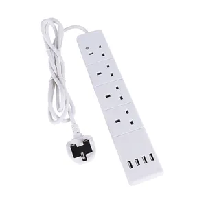 UK house appliance Plug Extension Leads Worldwide 6 Way Outlets Surge Protected white surge
