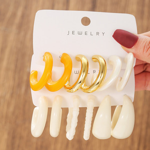 Stylish Teardrop Resin Hoop <b>Earrings</b> Irregular Geometric Shape Party Fashion Jewelry Set 925 Silver Ear <b>Posts</b> - Product Image 3