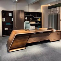 Bureau de direction moderne de luxe, grand bureau en forme de L en bois massif avec un grand tiroir de rangement, meubles