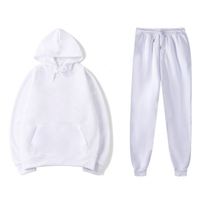 Conjunto de sudaderas con capucha y pantalón de chándal liso en blanco para hombre al por mayor