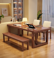 Table de bureau moderne en bois massif, grain de frêne, avec base en H, pour la maison et le bureau (vente en gros)