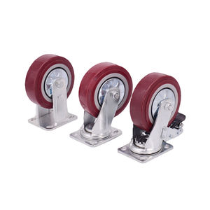 Hochwertige industrielle Lenk rollen mittlerer Beans pru chung Rotes TPR-Material 4/5/6 in 100-mm-Lenkrollen mit Gewinde - Product Image 6