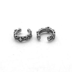 Manchette d'oreille pour homme en acier inoxydable 316L, étanche, hypoallergénique, couronne royale, large bande, sans perçage, clip, style vintage gothique, cadeau - Product Image 3