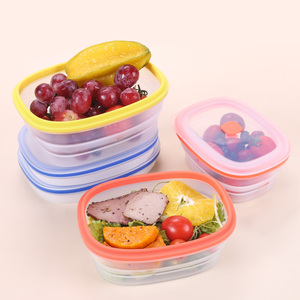 Pet Pieghevole Ciotola di Cibo Grade Silicone Pieghevole Contenitore di Conservazione Degli Alimenti Set Lonchera Riutilizzabili Per Bambini Scatola di Pranzo di Bento - Product Image 3