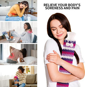 Tas air panas karet pakaian Panjang kapasitas 2L dengan sabuk penutup mewah dapat dipakai untuk leher & pinggang memperbaiki tangan botol air panas - Product Image 2