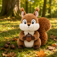 Peluche Écureuil Mignon Brodé, Jouet en Peluche Remplissable en Polyester Doux, Cadeau Kawaii d'Automne pour Enfants