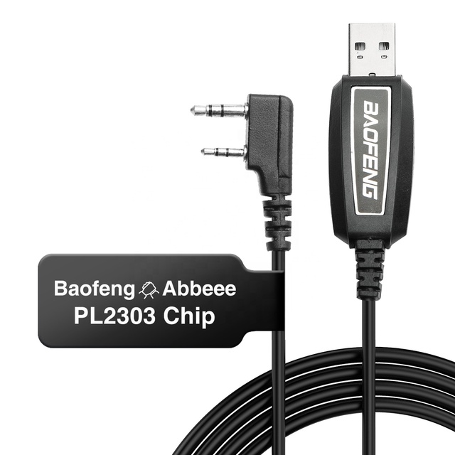 Baofeng Programming Cable Black for Walkie Talkie UV-5R 888S Program Frequency PL2303 PU Durable for Each Systems