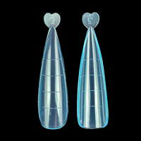 Puntas de extensión de uñas de poligel profesionales de cobertura completa, de doble forma, con diseños Stiletto, Almendra y Cuadrado, líneas transparentes y escaladas, y dedos de plástico