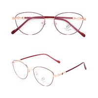 Lunettes optiques anti-lumière bleue œil-de-chat de créateur haut de gamme pour femme, monture rouge, taille jeune, légères, portables, en acétate