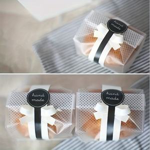 Pegatinas transparentes de celofán para envolver galletas, chocolate, productos de panadería y bolsas de pan casero de masa madre con tira de aluminio. - Product Image 4