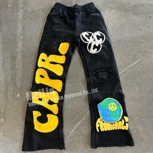Pantalon de jogging ample et évasé style vintage délavé avec patch brodé et appliqué pour fabricants de vêtements - Product Image 5