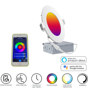 Ứng dụng & điều khiển bằng giọng nói lõm thông minh Wifi ánh sáng nhà 4 ''6'' rgbcw Led Slim nồi ánh sáng với Alexa Google trợ lý - Product Image 2