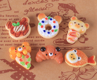 Mini ours en forme de poisson, beignets, pain, pizza, croissant, nourriture miniature, décoration, décoration de gâteaux mignons, fournitures de cupcakes en gros