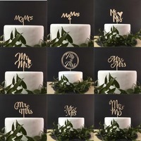 1 Stück Goldener 'Mr & Mrs' Hochzeitstorten-Topper aus Holz für Valentinstag und Hochzeitsdekorationen