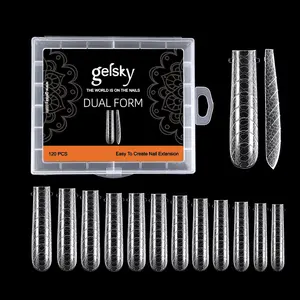 Gelsky 3D Snake Effect Plastic Nail Form Dual Forms Quick Building Mold Acrylic Gel Nail Extension Square Dual Form