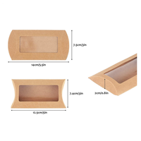 Vente en gros Regalos Por Mayor Boîte en papier pliante en forme d'oreiller Boîte cadeau en papier kraft brun avec fenêtre transparente