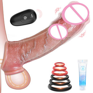 Weicher <span class=keywords><strong>Penis</strong></span>-Sleeve Dildo Vibrator für Männer & Paare - 10 Vibrationsmodi Wasserdicht IPX5 Umweltfreundliches Erwachsenenspielzeug - Product Image 1