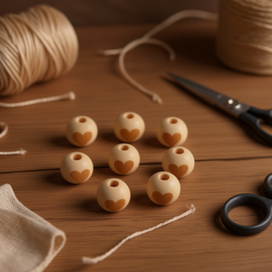 Perline in legno Ilan con design a cuore da 20 mm per artigianato e accessori per abbigliamento - Product Image 3