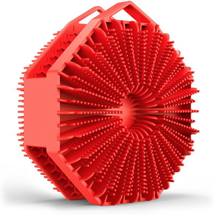 Brosse de bain carrée polygonale en silicone, poils doux, universelle pour le shampooing et le lavage du corps - Product Image 3