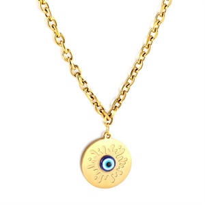 Dainty Devil's Eye Stainless Steel Link <b>Chain</b> Demon Eyes Charm Clavicle Necklace for Women Party Occasion - Product Image 6