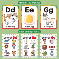 Cartes flash éducatives en carton épais sur le thème de la phonétique anglaise avec anneaux de reliure, images colorées, jouet d'apprentissage précoce pour la reconnaissance des lettres chez les tout-petits