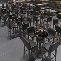 Mobilier de bar à narguilé moderne KTV Ensemble table et chaises de bar à LED pour l'extérieur Pub Nightclub Restaurant Booth Sièges Canapé