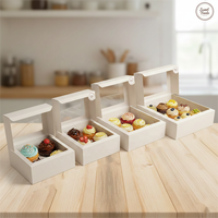 Boîte en papier kraft pour boulangerie, pâtisserie, gâteau, beignets, biscuits, macarons, desserts, à emporter, emballage écologique avec fenêtre