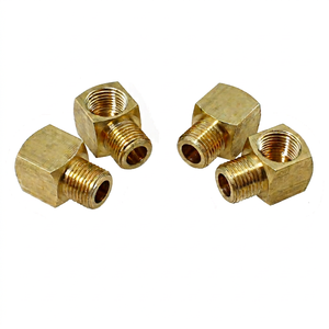 Conector Hexagonal de Tubería en Codo de 90 Grados, Dorado Pulido, Rosca Macho a Hembra - Product Image 1