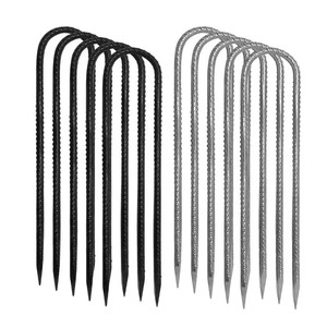 Black Galvanized U Shaped Steel <b>Ground</b> Reinforcement Piles Tent Pegs Garden Anchors Outdoor Fixing <b>Stakes</b> - Product Image 1