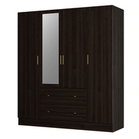 Grande armoire de rangement avec miroir et armoire à 2 tiroirs et 4 portes Organisateur de vêtements