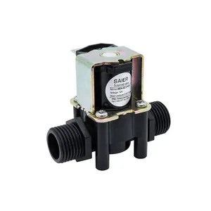 Distributeur d'eau électrique en plastique Nylon w 12V DC 24V, PP vanne à bille, électrovanne de contrôle de débit à une voie, Valve de contrôle électrique