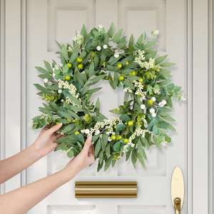 Guirlande de Noël en gros, 50 cm, simulation de feuilles d'olivier et baies, pour porte d'entrée, décorations d'intérieur, printemps-été - Product Image 1