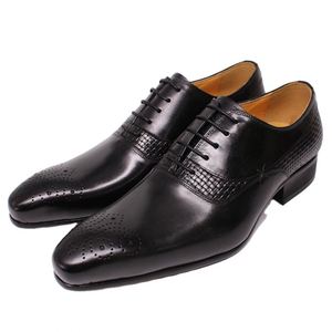 Chaussures Oxford en cuir véritable faites à la main pour homme, chaussures de mariage, de fête, de bureau - Product Image 1