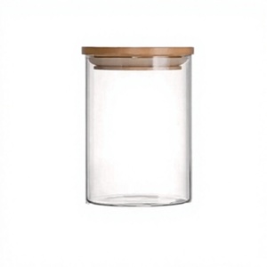 Airtight Bamboo Lid Glass Food <b>Spice</b> <b>Jar</b> <b>Set</b> 200ml Minimalist Cylinder Microwavable - Product Image 1