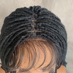 Perruque synthétique tressée sans colle de 14 pouces, effet fausses locks, densité 180 %, fibre haute température, pour femmes africaines - Product Image 4