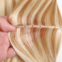 Extensions de cheveux humains vierges russes 100% naturelles Genius Wefts, invisibles, avec cuticules alignées, extensions de cheveux à trame cutanée avec trous