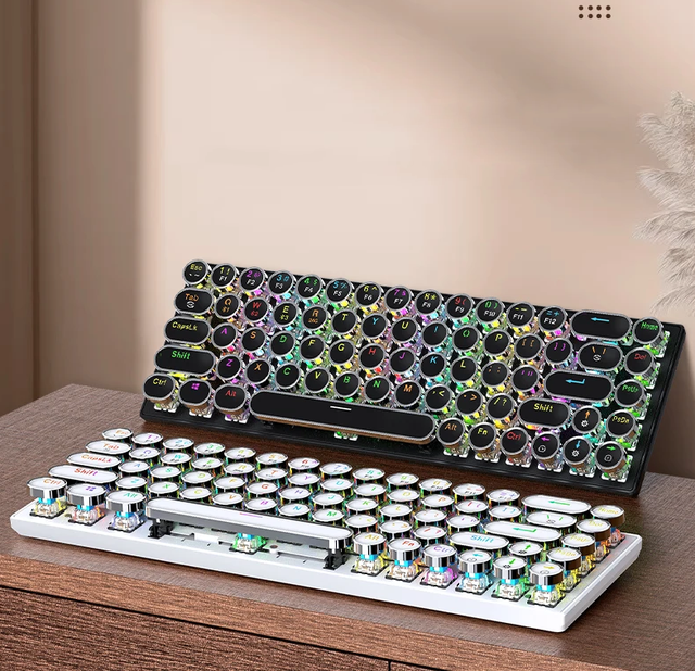 DK68 Punk Mechanical Keyboard Wireless Dynamic RGB Lighting 68 Keys Tri-Mode Connection Keyboard