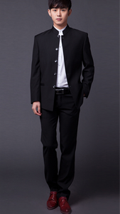 Conjunto de Traje de Dos Piezas para Hombre, Estilo Chino, Cuello Mao, Corte Entallado, Chaqueta Blazer Zhongshan y Pantalones, Tallas S-4XL - Product Image 6