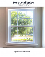 Ventana vertical de PVC con elevación, insonorizada, con barra de rejilla deslizante y cristal hueco, personalizable, para comercio exterior norteamericano