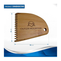 Peigne à cire pour planche de surf - Grattoir à cire en bambou et dissolvant de cire pour planche de surf - Cadeau pour surfeur