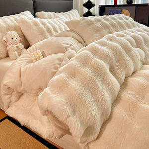 Parure de <span class=keywords><strong>couette</strong></span> haut de gamme personnalisable en velours de lapin épais et pelucheux, 400 fils/cm², respirante, écologique, durable, confortable, toutes saisons, effet <span class=keywords><strong>nuage</strong></span> de vison - Product Image 4