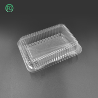 Salade de fruits coupés jetables boîte à gâteau carré clair à charnière emballage à emporter en plastique PET conteneur alimentaire