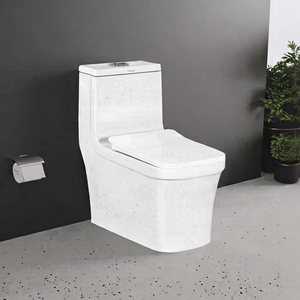 WC monobloc Venus S-Trap en céramique premium avec réservoir encastré, cuvette carrée, design moderne, double chasse, écologique - Product Image 1
