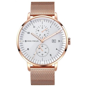Men's Large Dial Chronograph Quartz Watch Stainless Steel Mesh Band 3ATM Waterproof Luminous Sub-dials Business Casual Watch - Product Image 5
