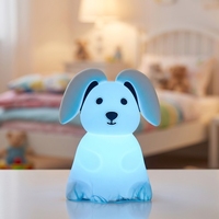 Lampe LED miniature personnalisée multicolores RGB en silicone en forme de lapin, à commande tactile, rechargeable par USB, pour enfants