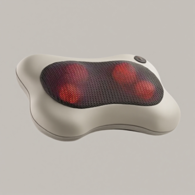 Electric Neck Massager with Kneading Nodes, Adjustable Heat Cushion for Pain Relief, Portable Massage Pillow