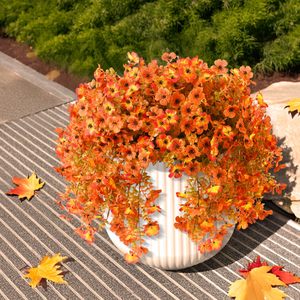 ดอกไม้ประดิษฐ์ตกสำหรับตกแต่งกลางแจ้งดอกคุณแม่เทียมสีส้มตกของตกแต่งในฤดูใบไม้ร่วงสำหรับตกแต่งหม้อหน้าบ้าน - Product Image 4