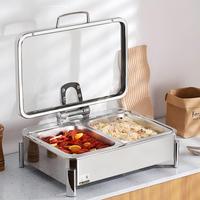 Liyunda – Ensemble de chauffe-plats rectangulaire de luxe en acier inoxydable, électrique, pour buffet, usage commercial, grande capacité, argenté