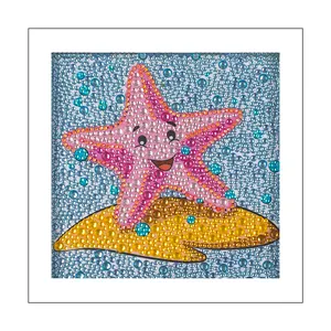 sevimli kolay basit tablolar Suppliers-Popüler çocuk elmas boyama 5d yuvarlak matkap sevimli denizyıldızı Diy elmas nakış karikatür sanat el sanatları çocuklar için